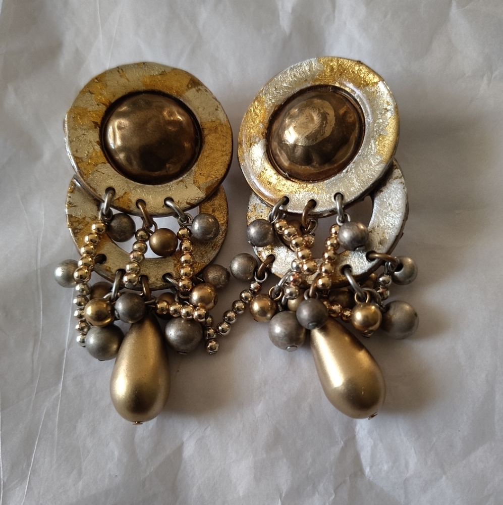 Vintage 1980's Signed IKARAMI Statement Clip On Earrings